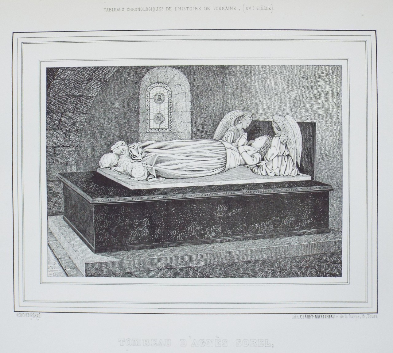 Lithograph - Tombeau d'Agnes Sorel,