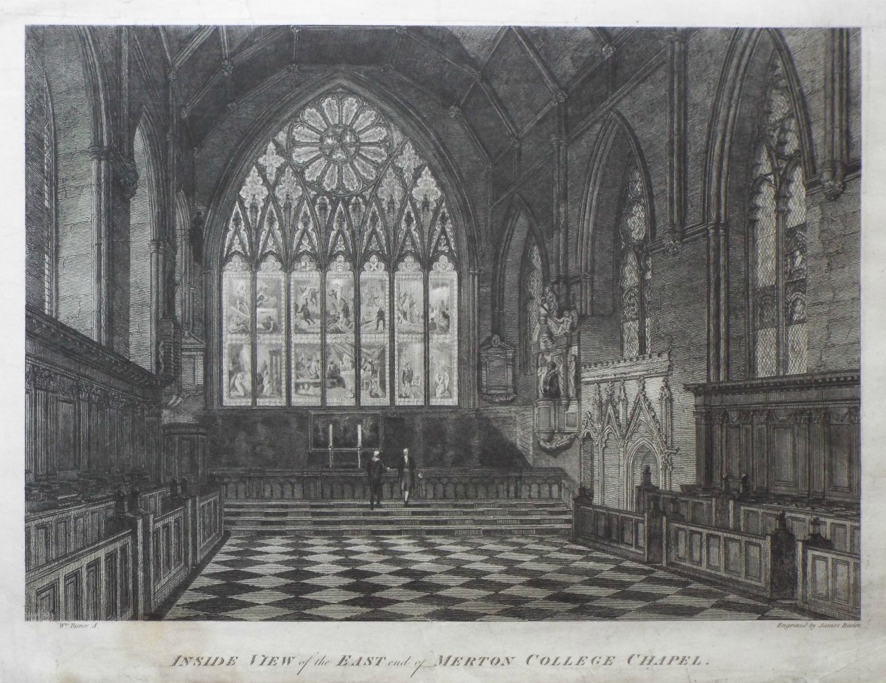 Print - Inside View of the East end of Merton College Chapel. - Basire
