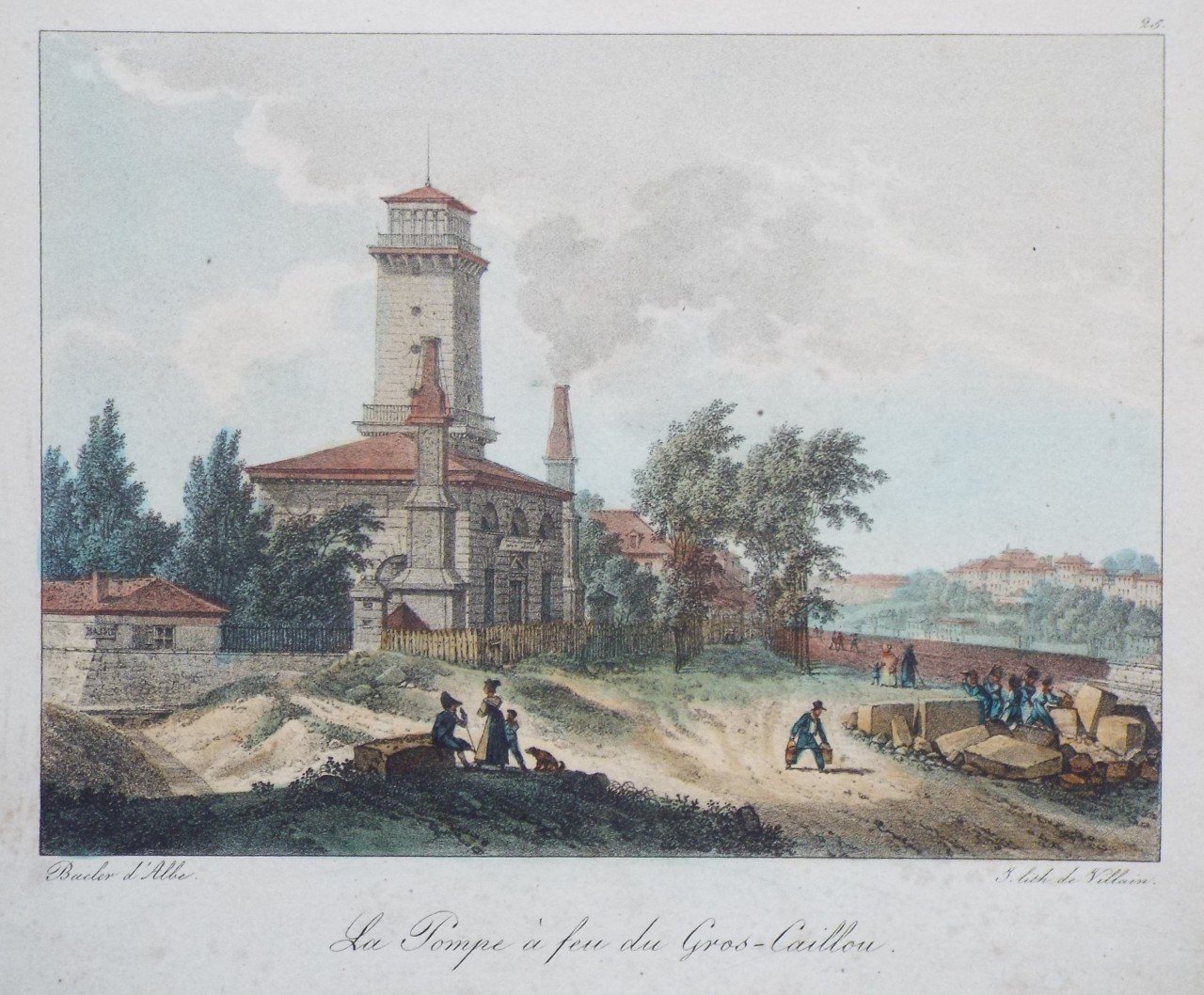 Lithograph - La Pompe a feu du Gros-Caillou. - 