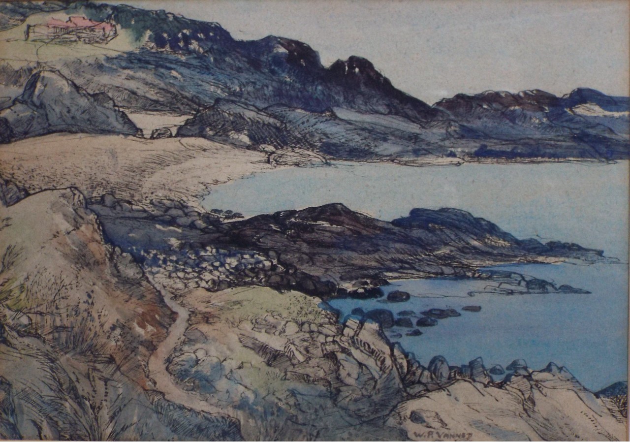 Charcoal and watercolour - Scottish coastal landscape