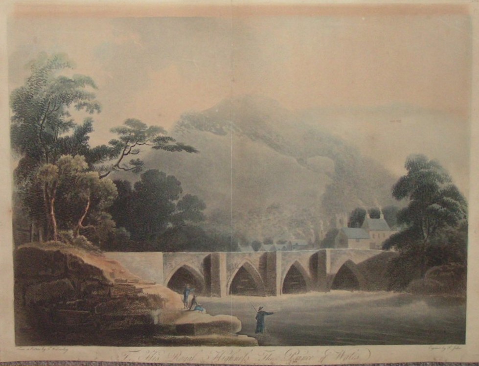 Aquatint - Llangollen Bridge - Jukes