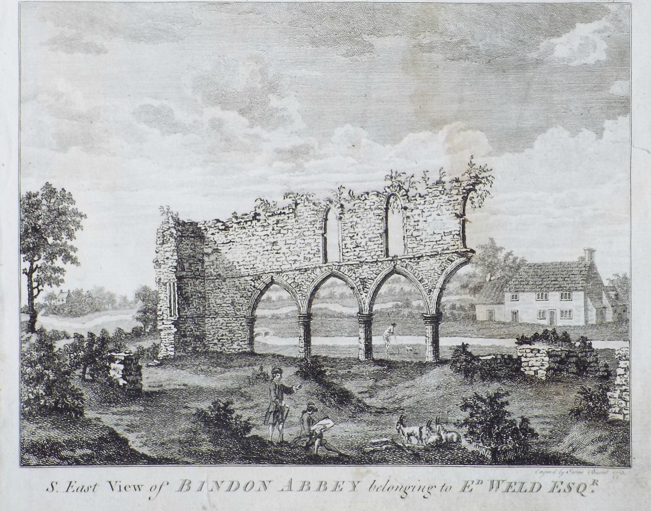 Print - S. East View of Bindon Abbey belonging to Ed Weld Esqr. - Basire
