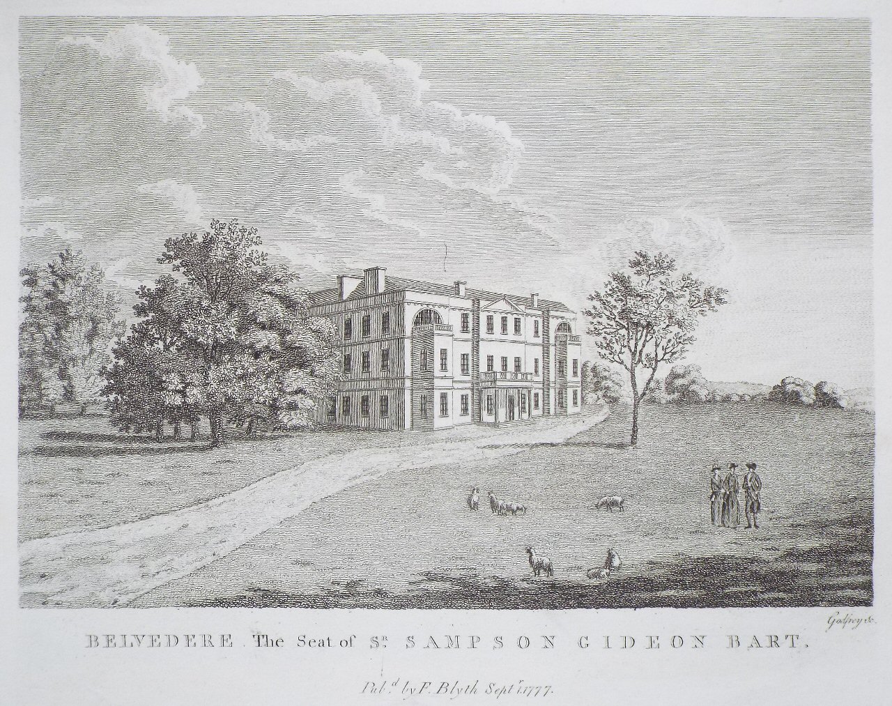 Print - Belvedere The Seat of Sr.Sampson Gideon Bart. - 