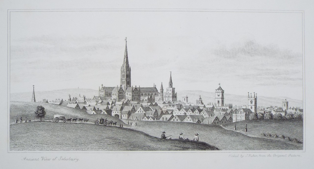 Print - Ancient View of Sarum - Fisher