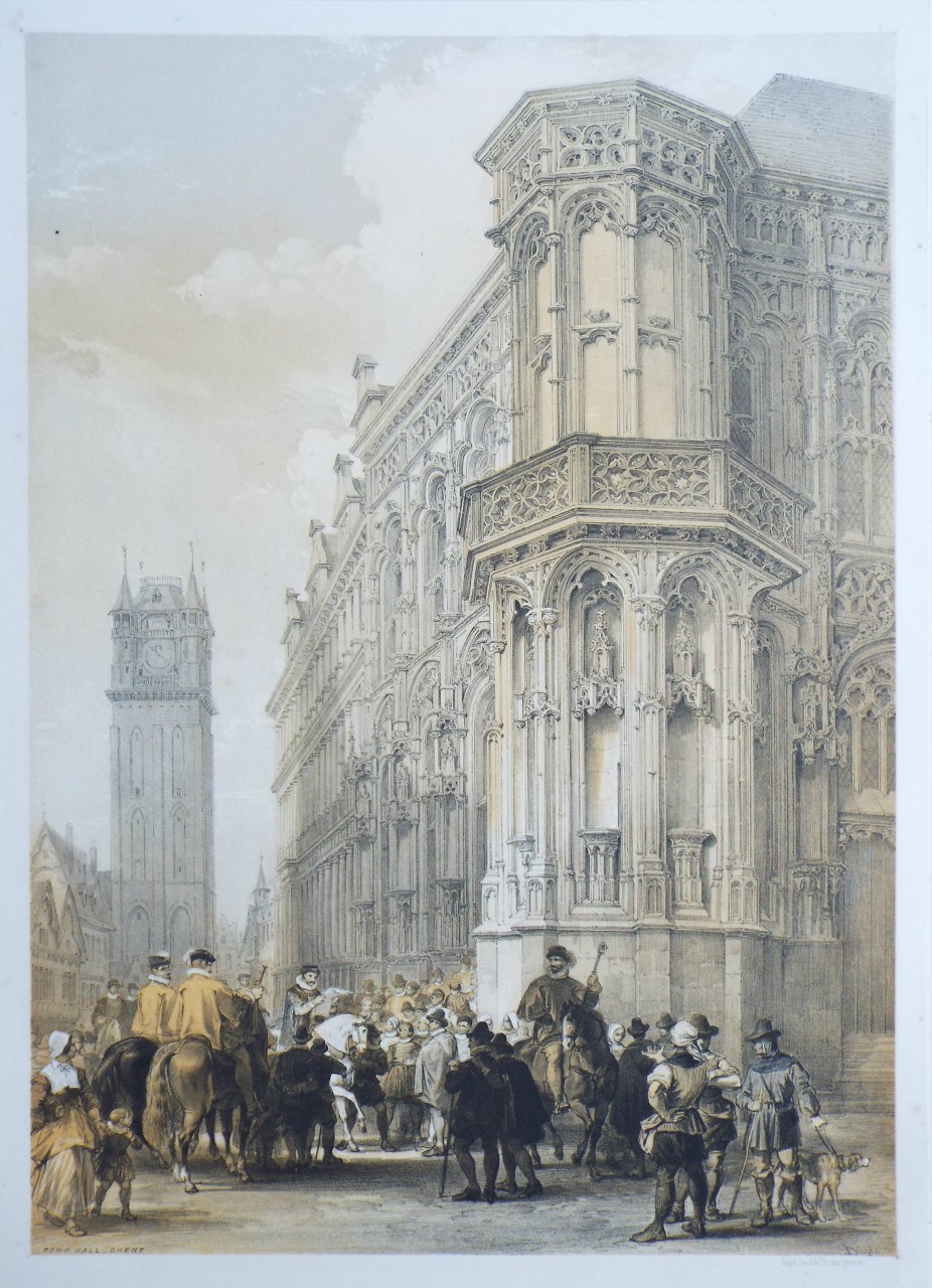 Lithograph - Town Hall - Ghent - Haghe