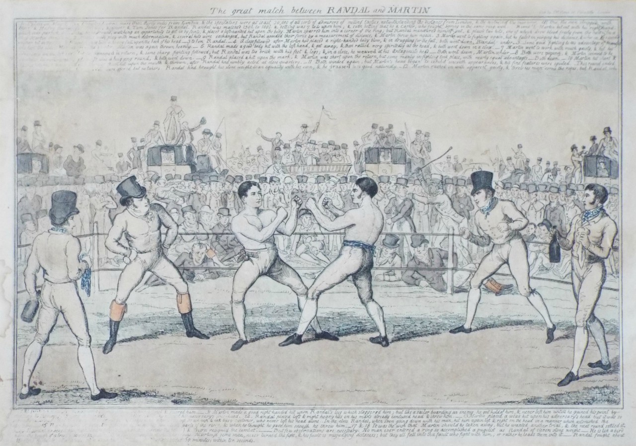 Etching - The Great Match between Randal and Martin - Cruikshank