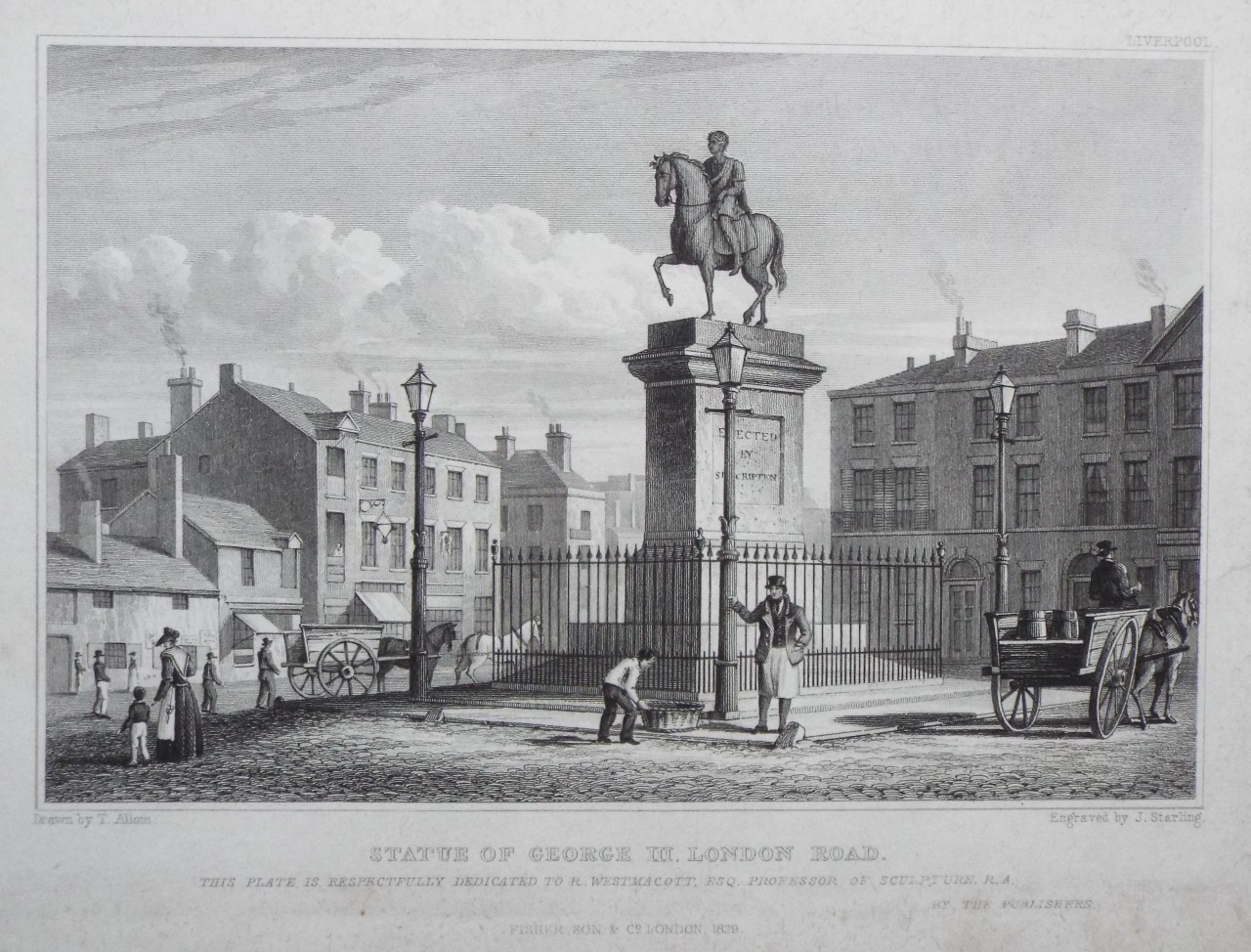 Print - Statue of George III. London Road.  - Starling