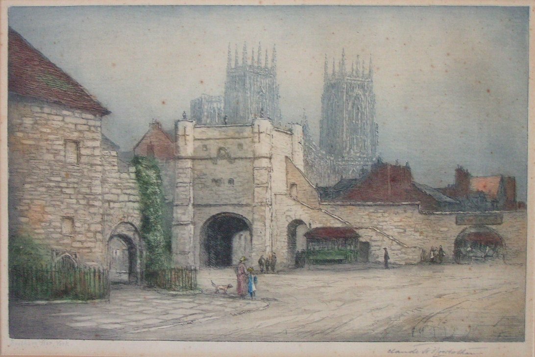 Etching - Bootham Bar, York - Rowbotham