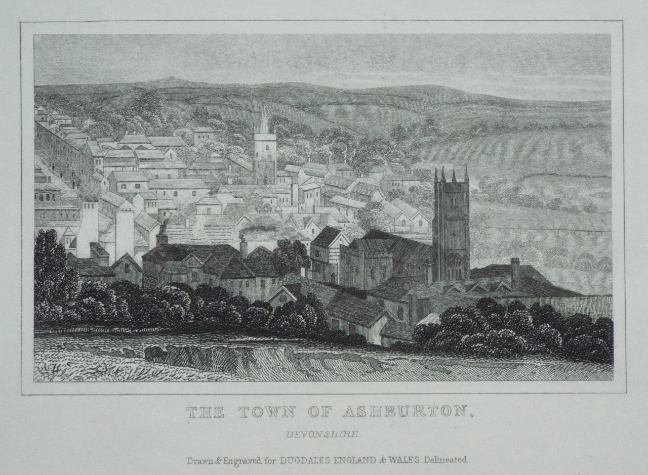 Print - The Town of Ashburton, Devonshire.