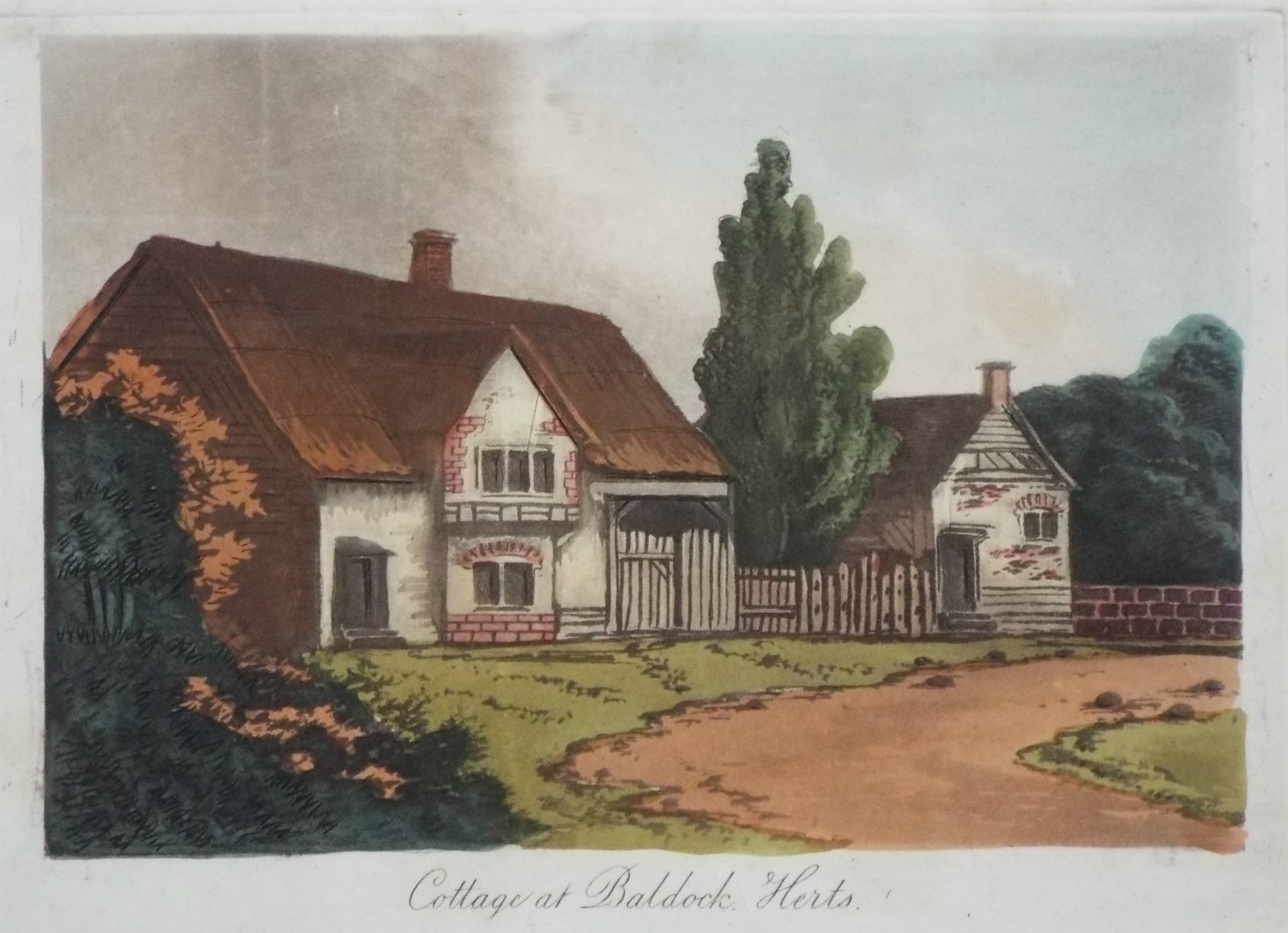 Aquatint - Cottage at Baldock, Herts.