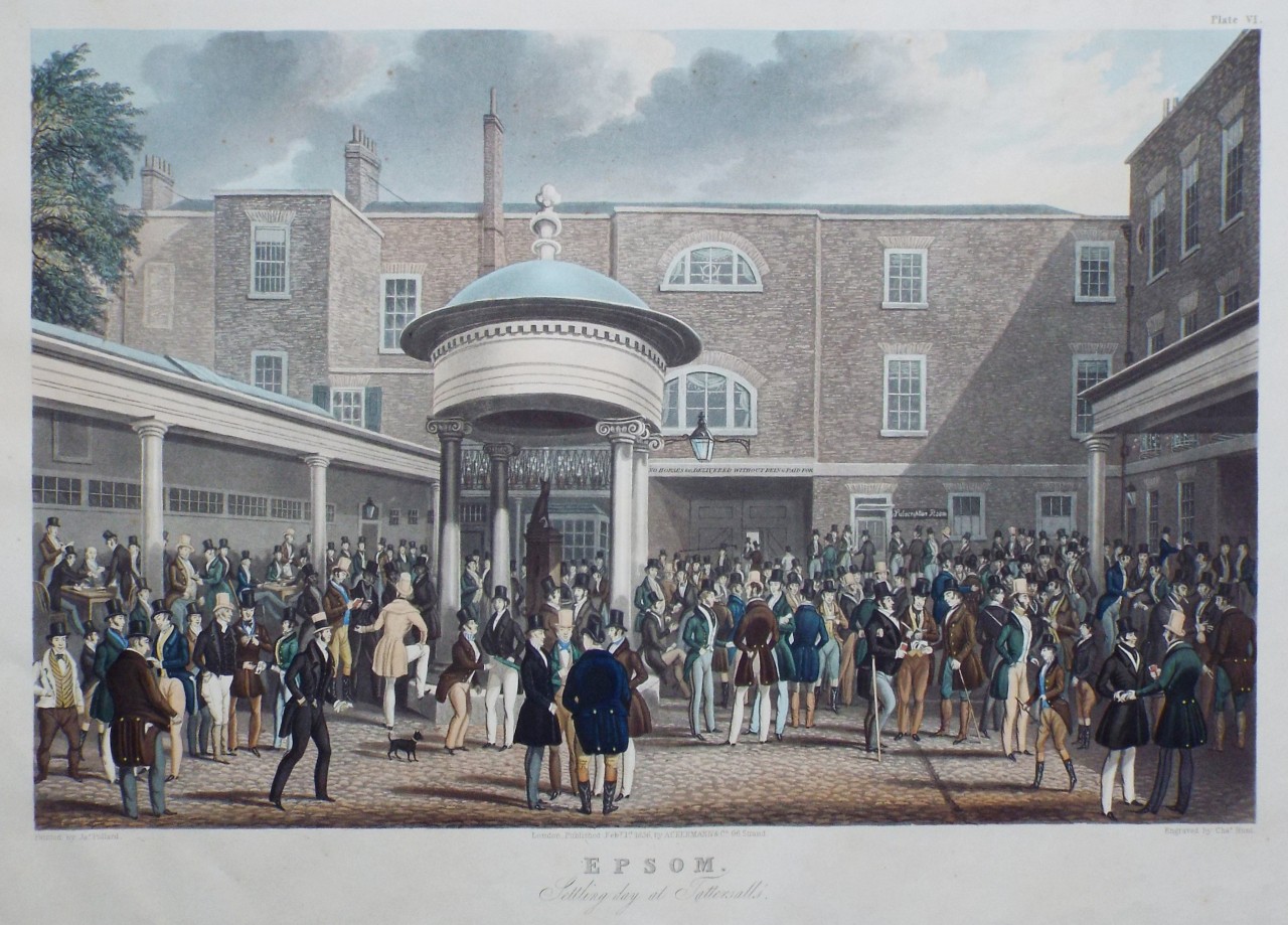 Aquatint - Epsom. Settling Day at Tattersall's. - Hunt