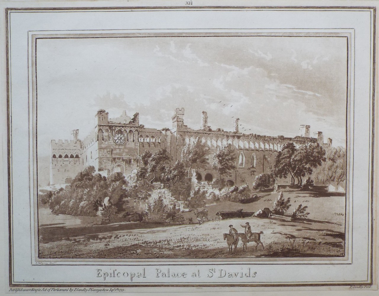Aquatint - Episcopal Palace of St. Davids - Sandby