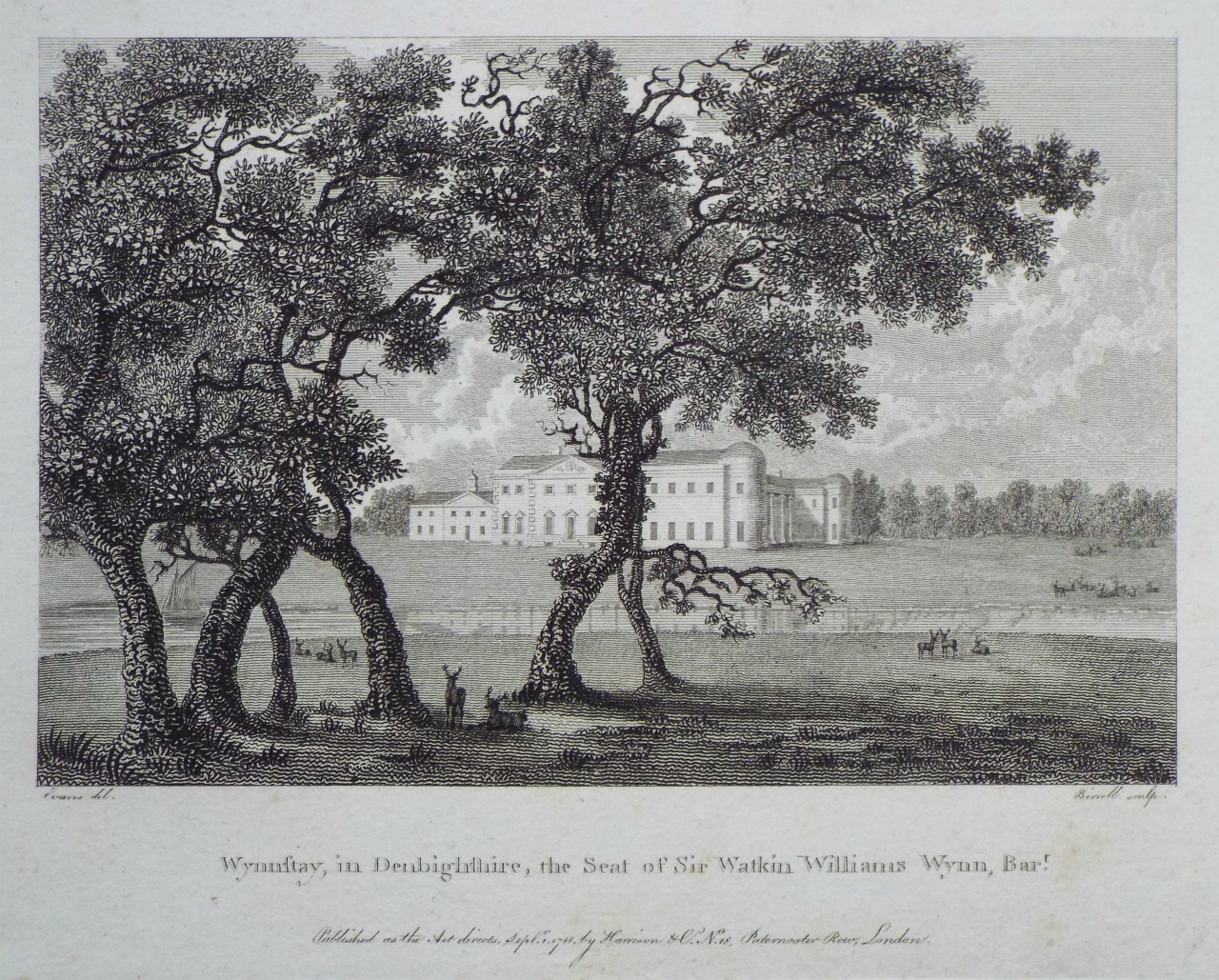 Print - Wynnstay, in Denbighshire, the Seat of Sir Watkin Williams Wynn, Bart. - 