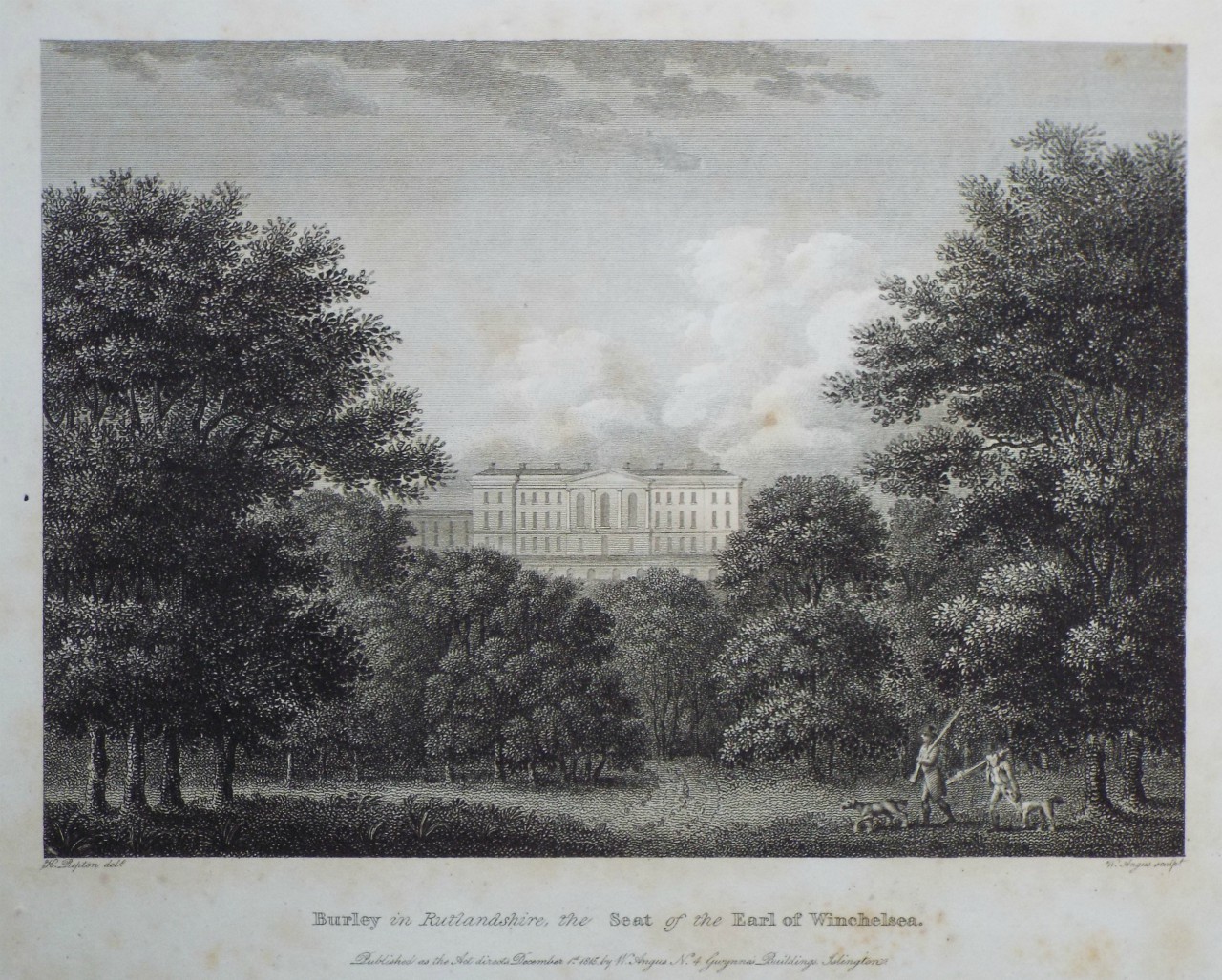 Print - Burley in Rutlandshire, the Seat of the Earl of Winchelsea. - Angus