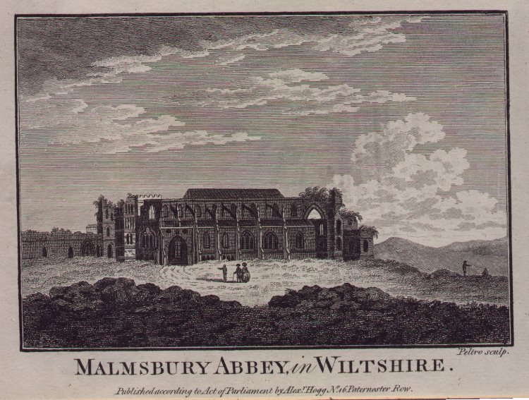 Print - Malmsbury Abbey, in Wiltshire - 