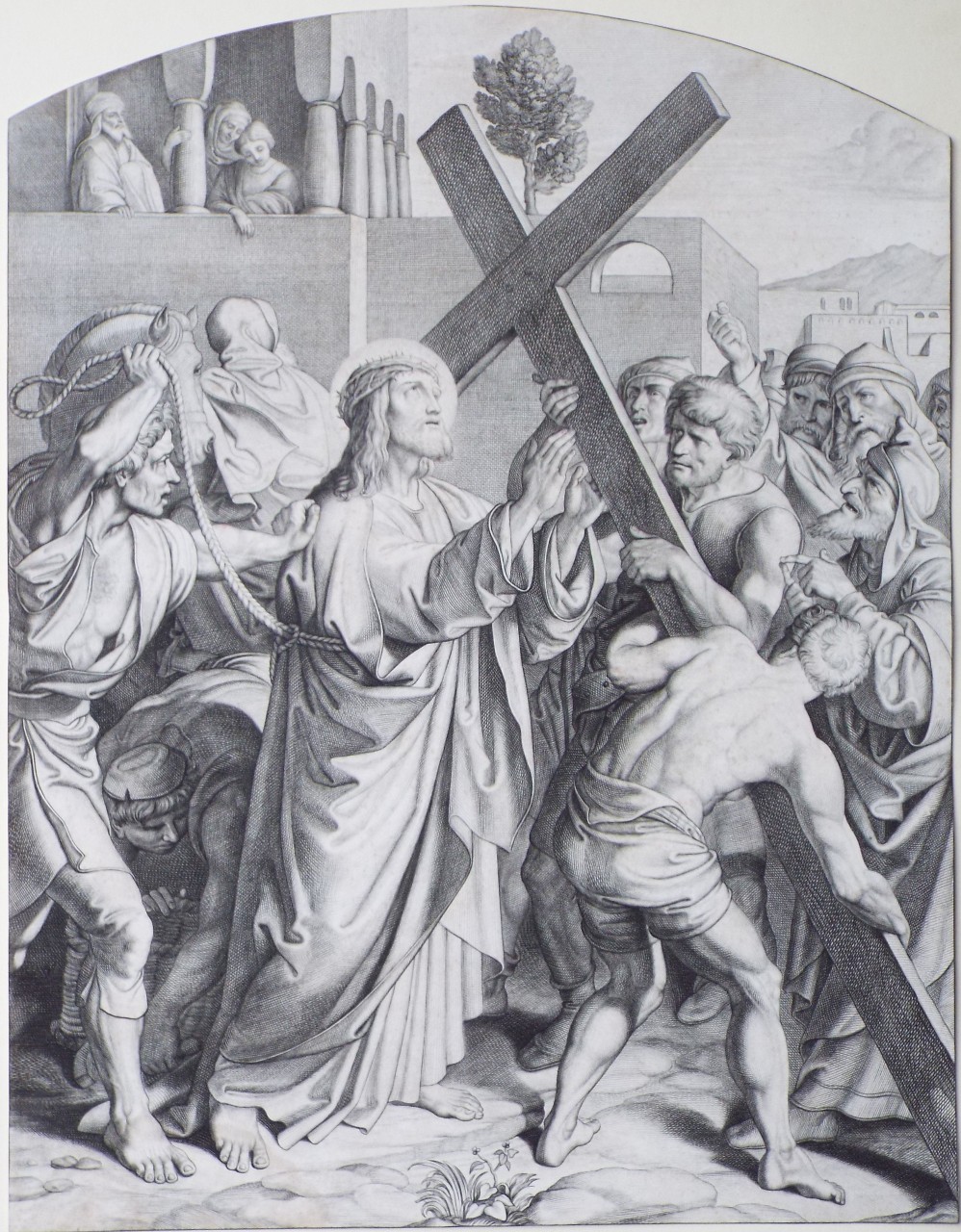 Etching - 2. Jesus is made to carry his cross - Petrak