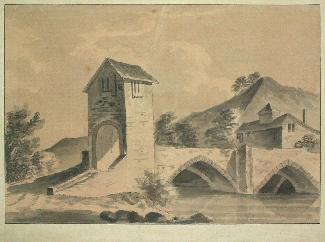 Ink & sepia wash - (Fortified bridge)