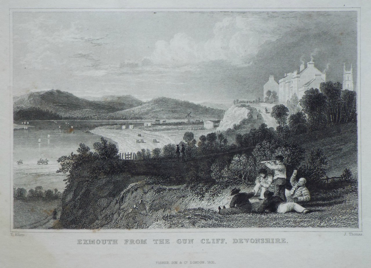 Print - Exmouth, from the Gun Cliff, Devonshire. - Thomas