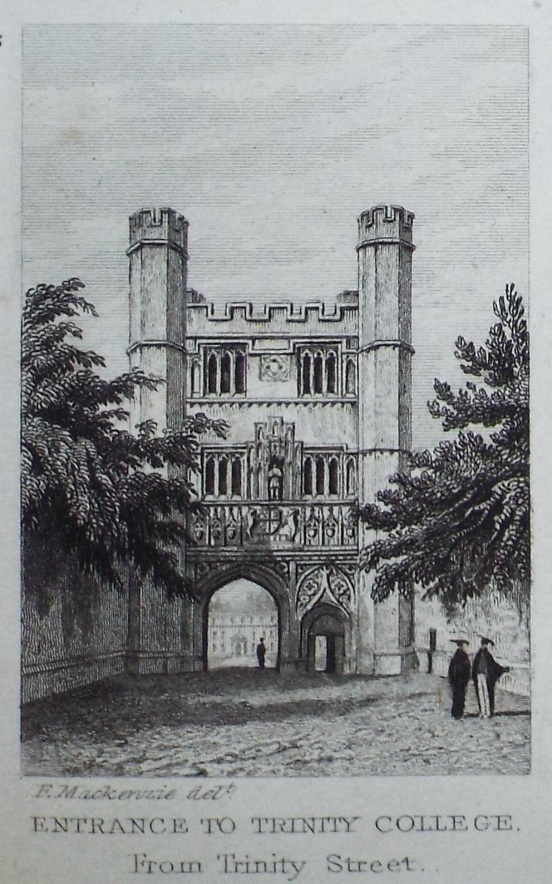 Print - Entrance to Trinity College from Trinity Street. - Rawle