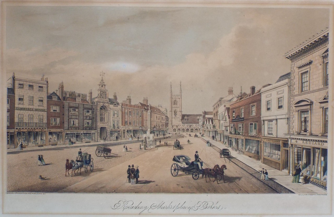 Lithograph - Reading Market Place, Berks. - Austin