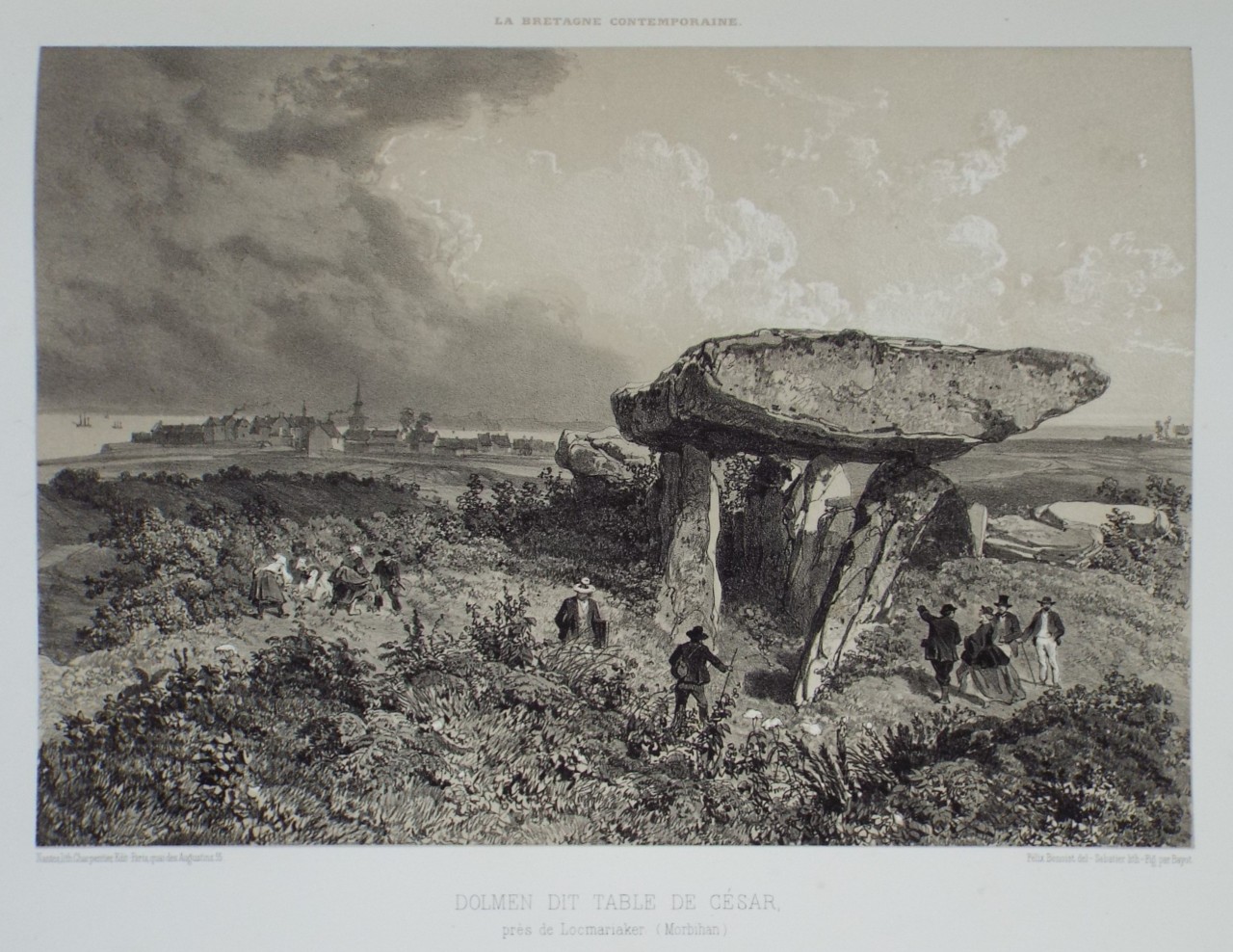 Lithograph - Dolmen dit Table de Cesar, pres de Locmariaker. (Morbihan) - 