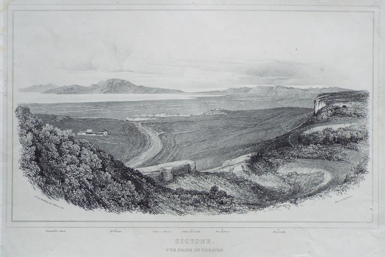 Lithograph - Sicyone. Vue prise du Theatre. - 