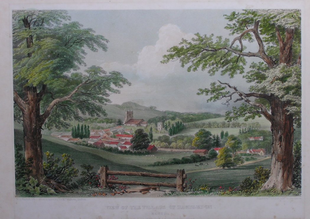 Lithograph - View of the Village of Hambledon, Hants. - Walton