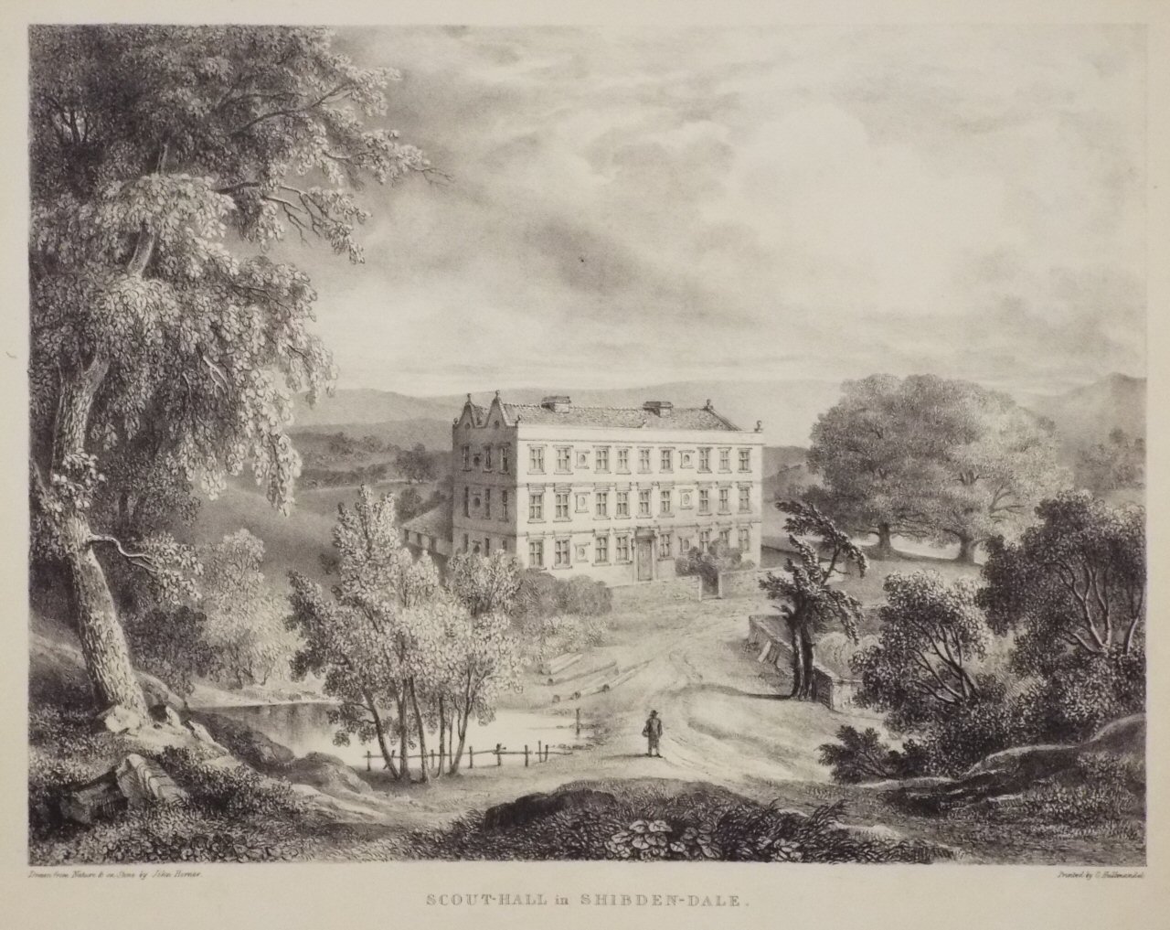 Lithograph - Scout-Hall in Shibden-Dale. - Horner