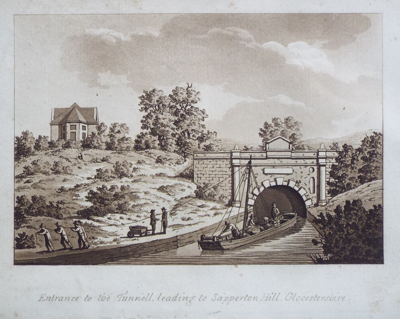 Aquatint - Entrance to the Tunnell, leading to Sapperton Hill, Glocestershire. - Ireland
