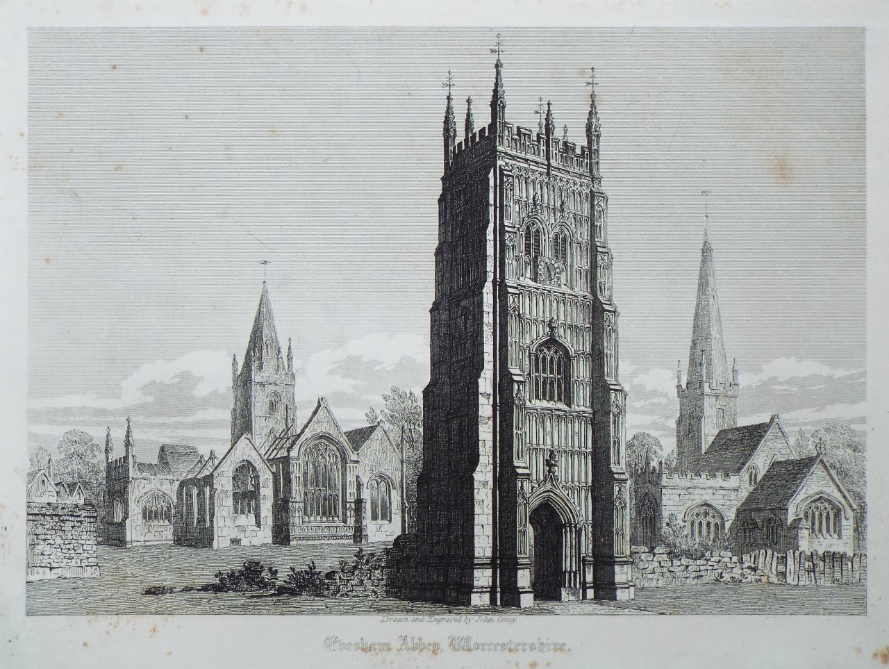 Print - Evesham Abbey, Worcestershire. - Coney