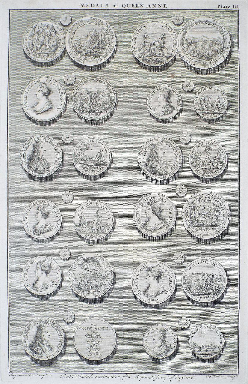 Print - Medals of Queen Anne. Plate III - Muller