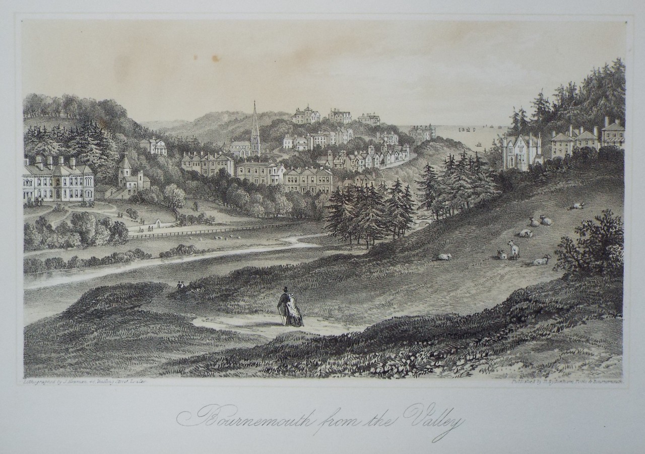Lithograph - Bournemouth from the Valley. - J.