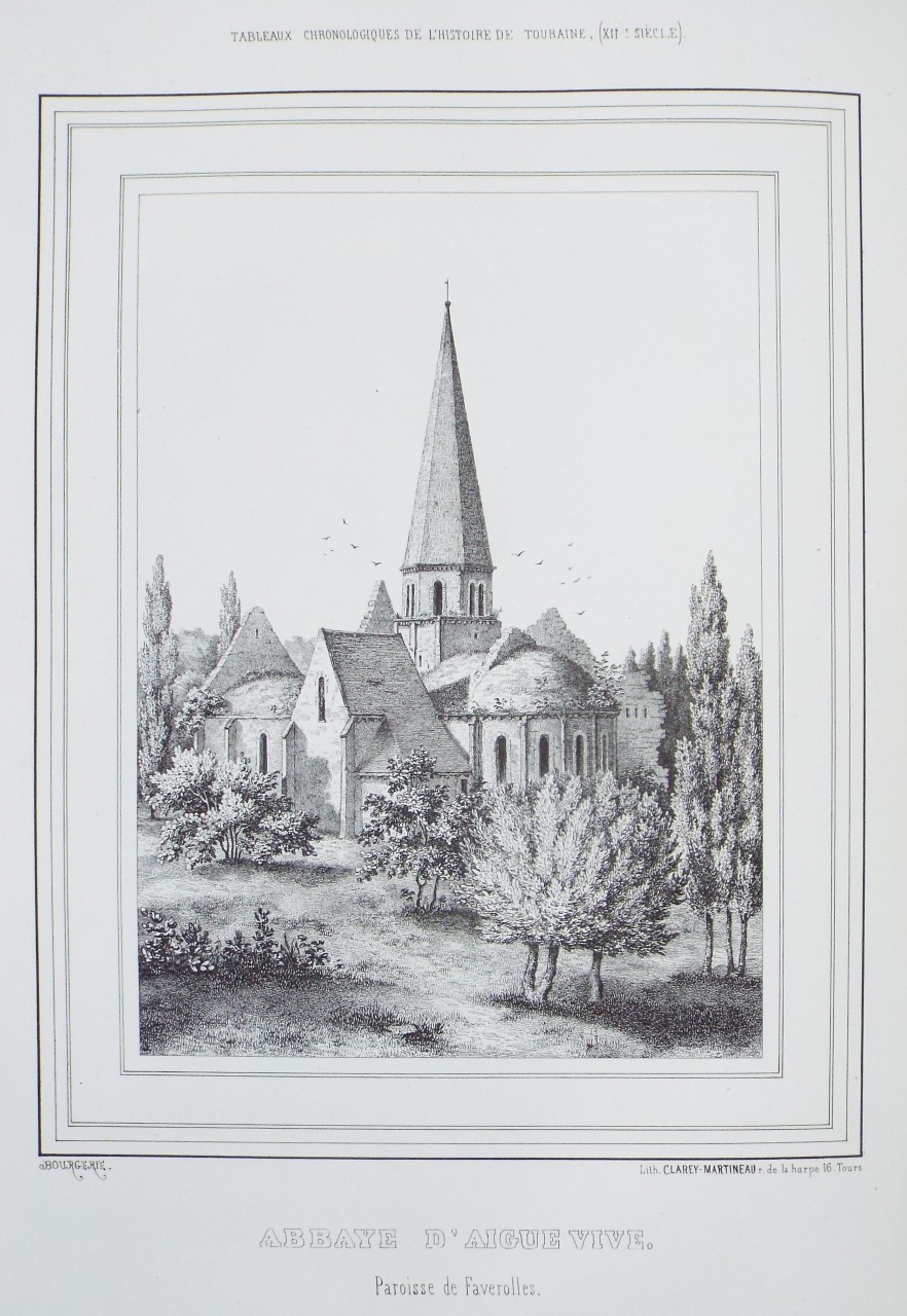Lithograph - Abbaye de l'Aigue Vive.