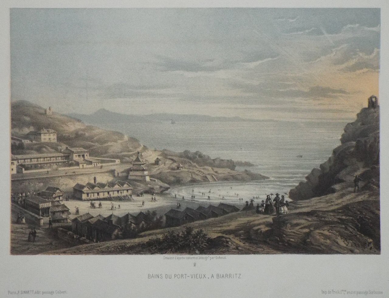 Lithograph - Bains du Port-Vieux, a Biarritz. - 