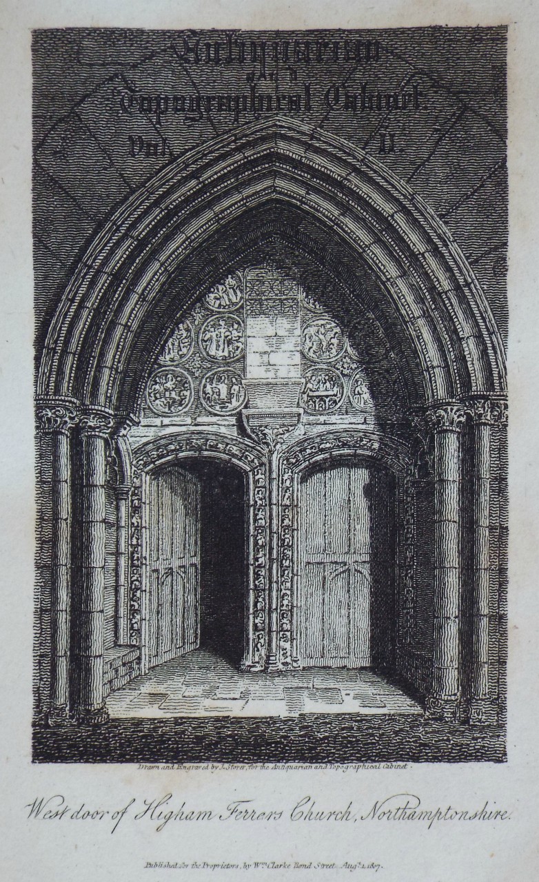 Print - West door of Higham Ferrars Church, Northamptonshire.  - Storer