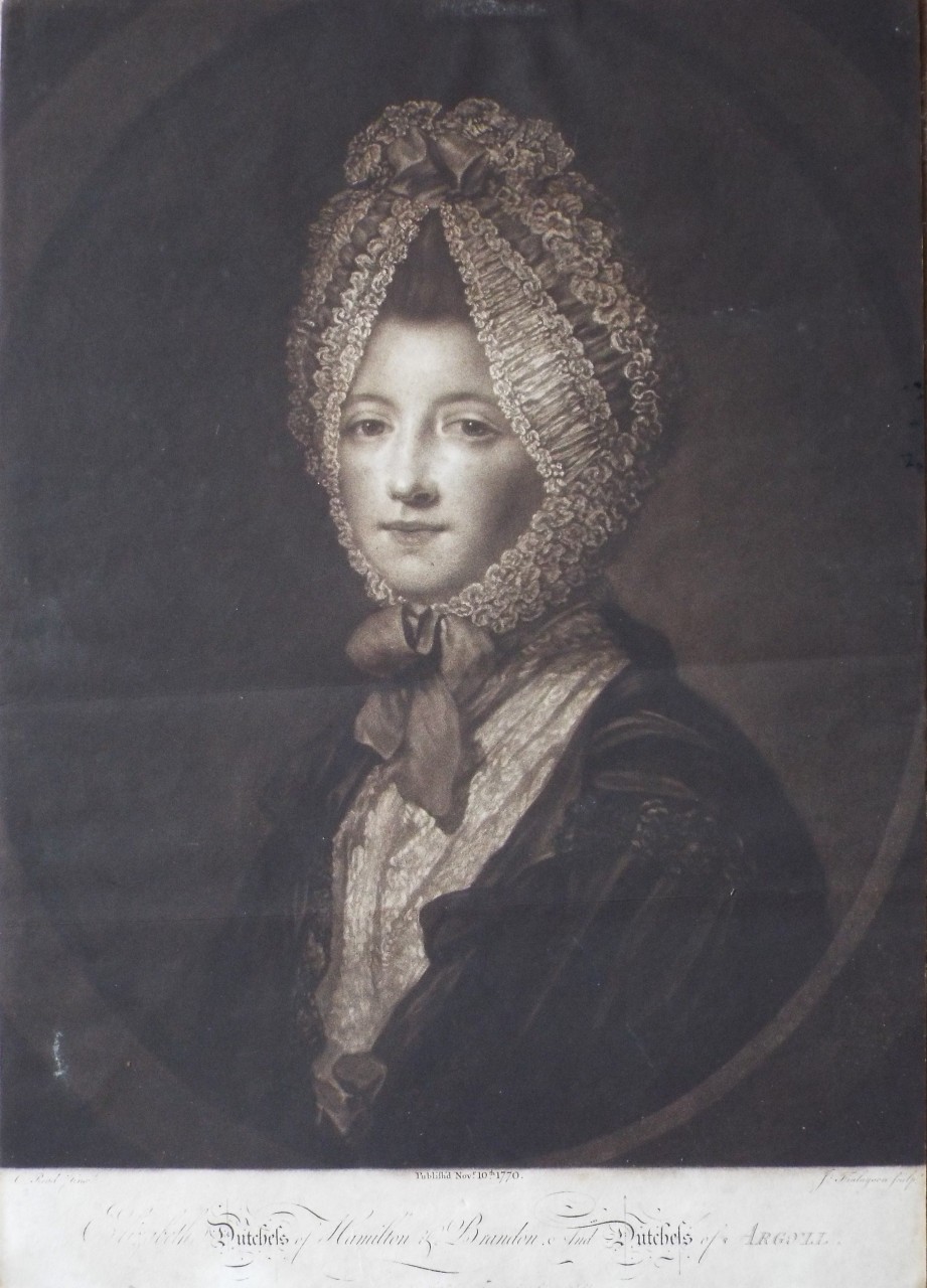 Mezzotint - Elizabeth, Duchess of Hamilton & Brandon and Duchess of Argyll  - Finlayson