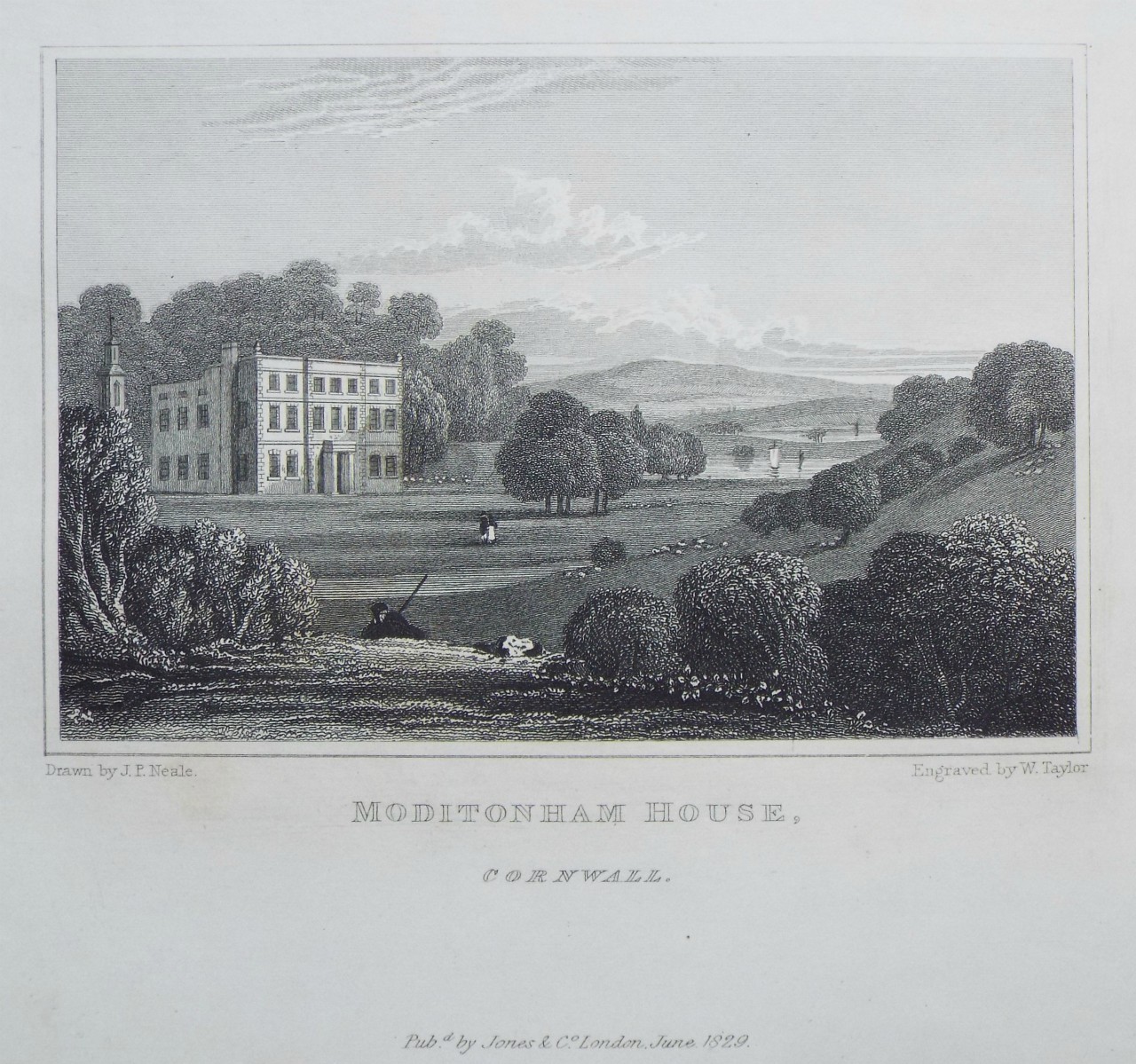 Print - Moditonham House, Cornwall. - Taylor