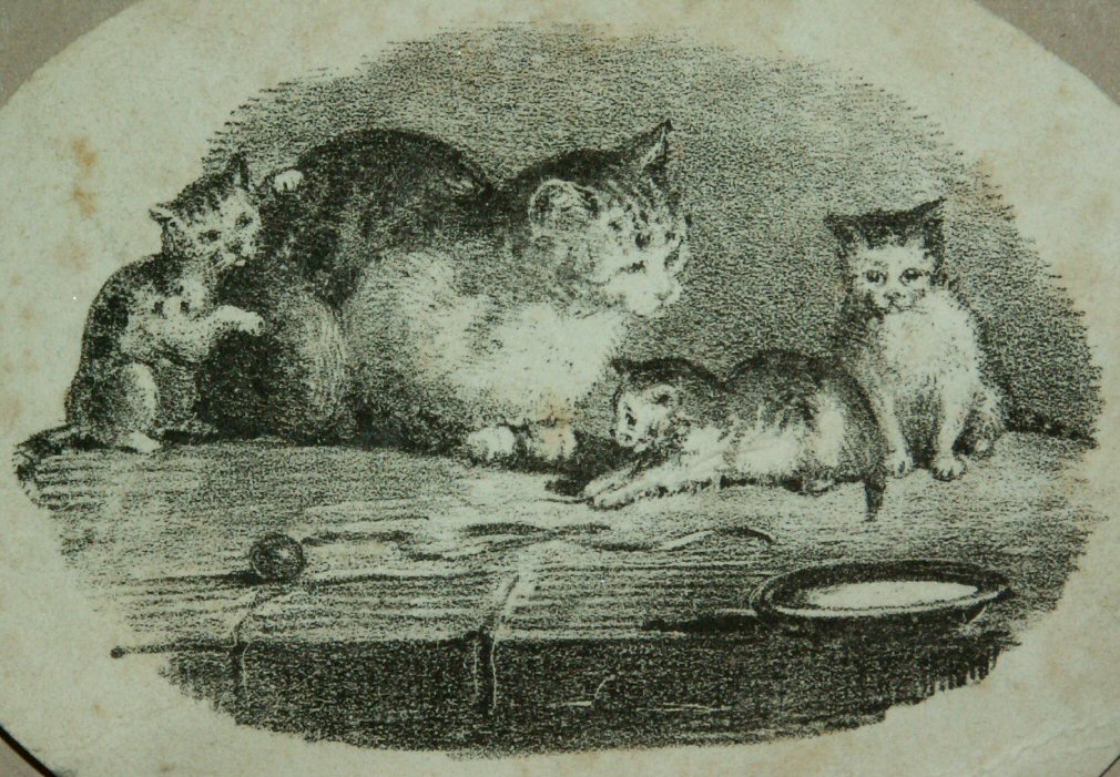 Lithograph - (Cat & kittens)