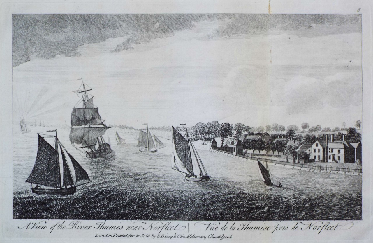 Print - A View of the River Thames Near Norfleet. Vue de la Tamise pres de Norfleet.