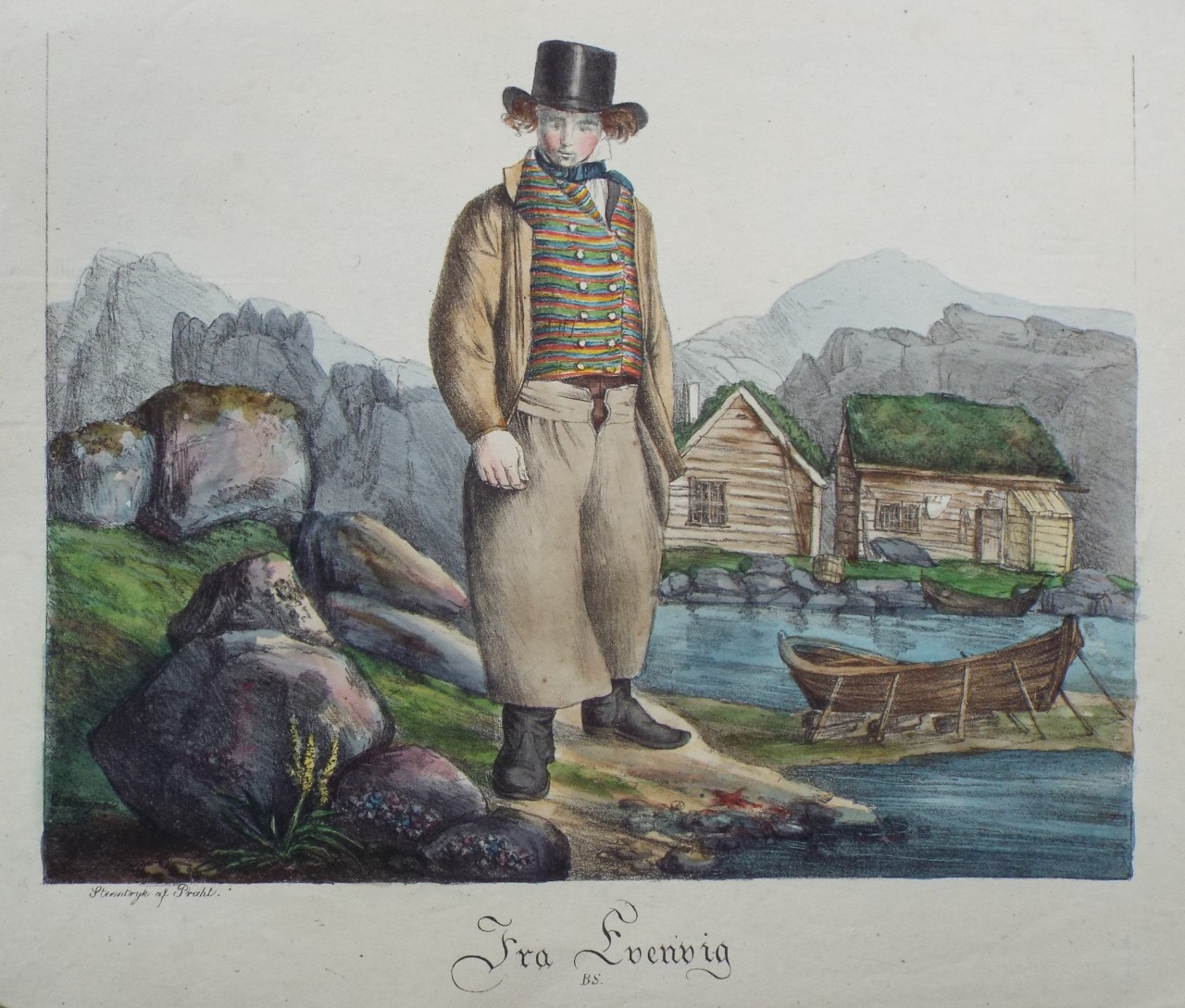 Lithograph - Fra Evenvik. 
