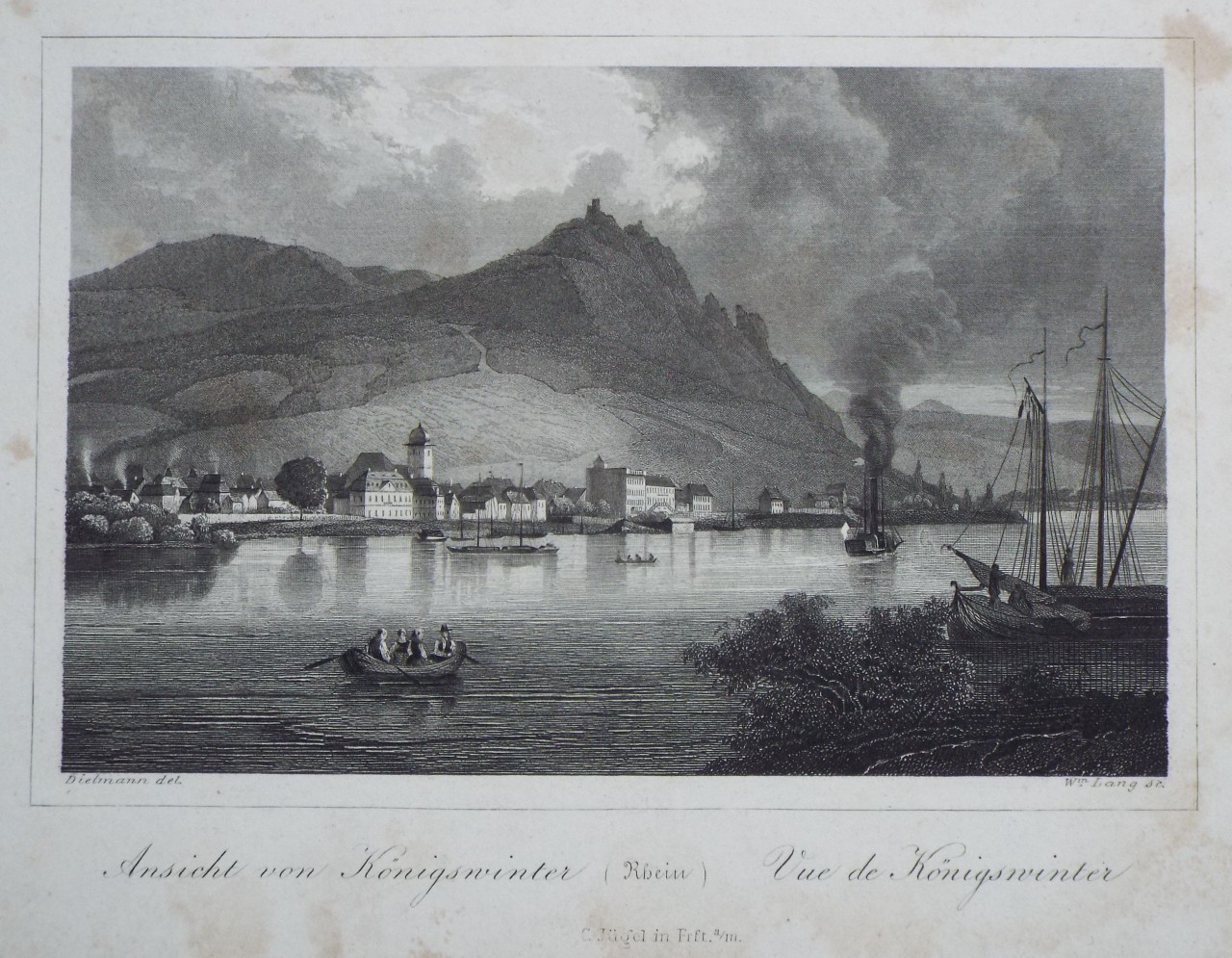 Print - Ansicht von Konigswinter (Rhein) Vue de Konigswinter - Lang