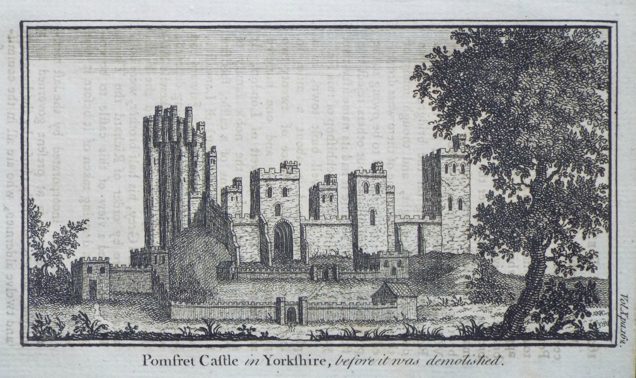 Print - Pomfret Castle in Yorkshire, before it was demolished.