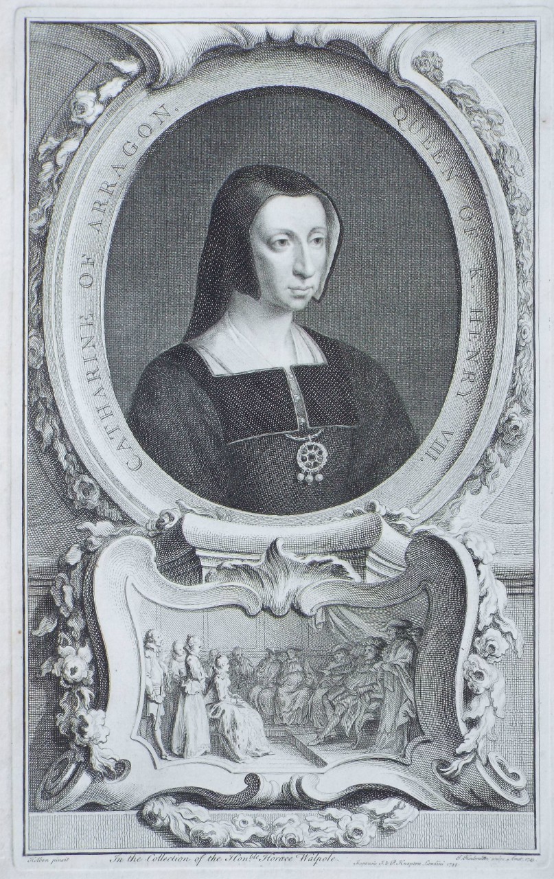 Print - Catherine of Arragon, Quen of K. Henry VIII. - Houbraken