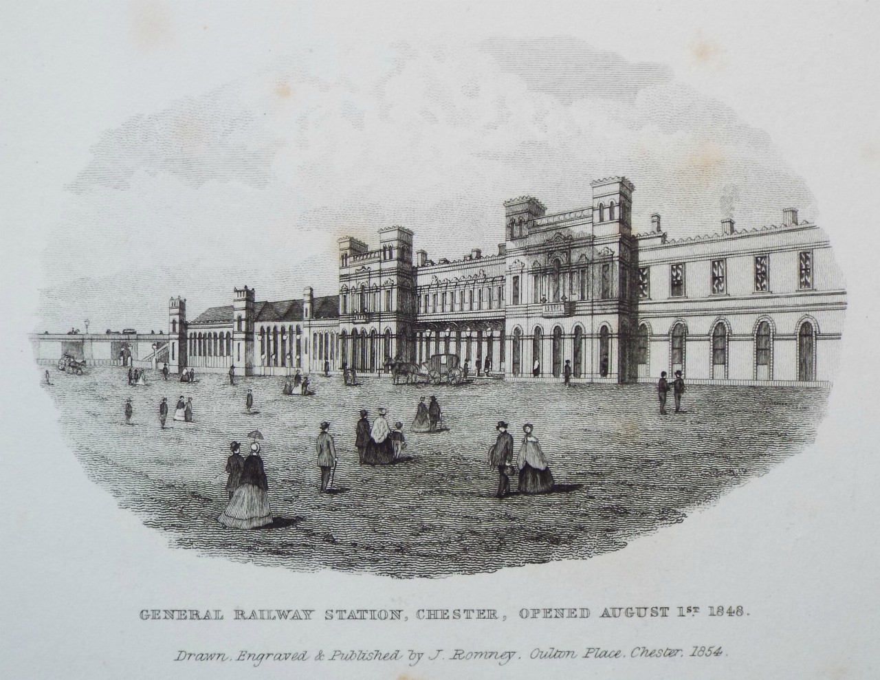 Print - General Railway Station, Chester, Opened August 1st 1848. - Romney