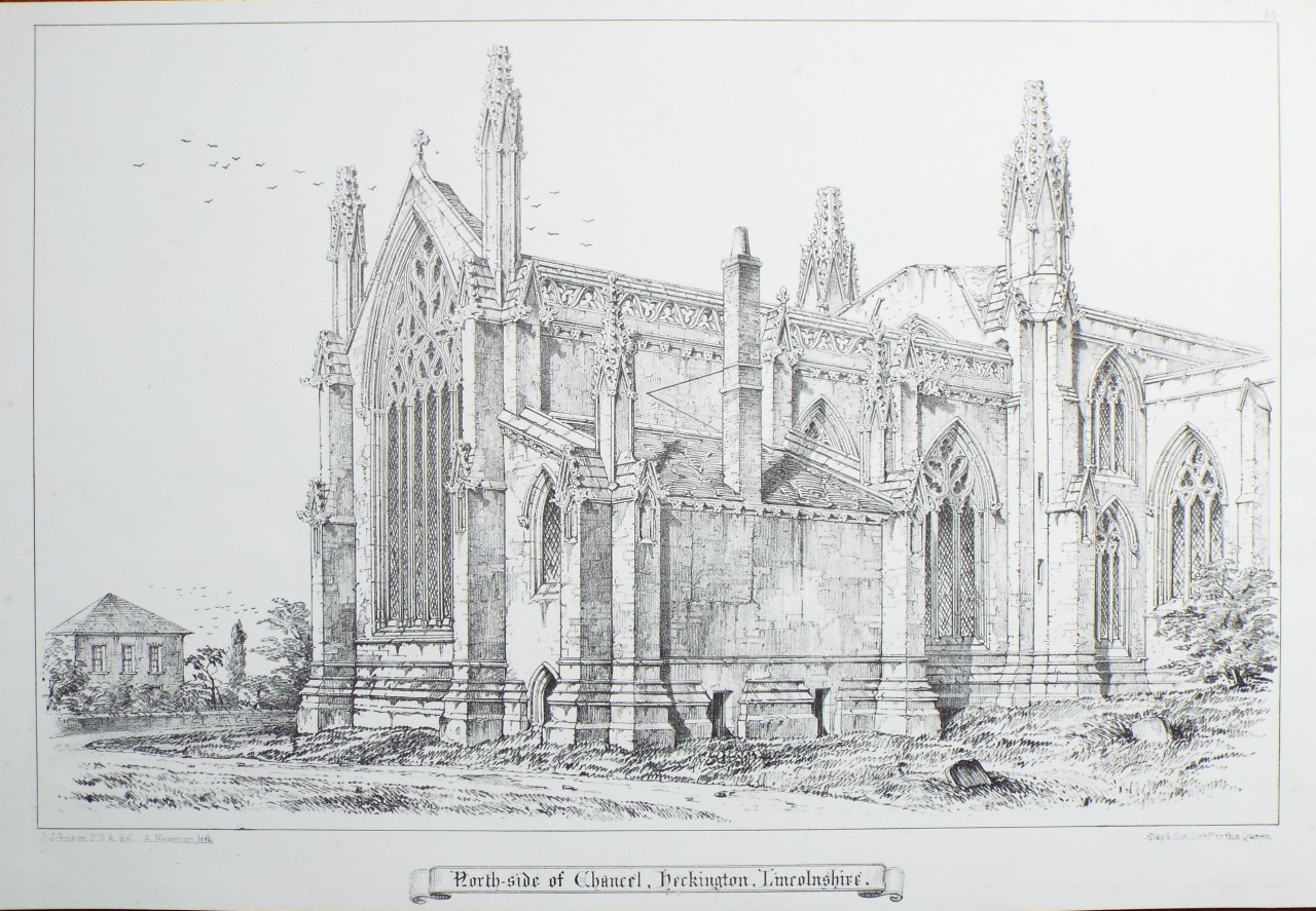 Lithograph - North-side of Chancel, Heckington, Lincolnshire., Lincolnshire. - Newman