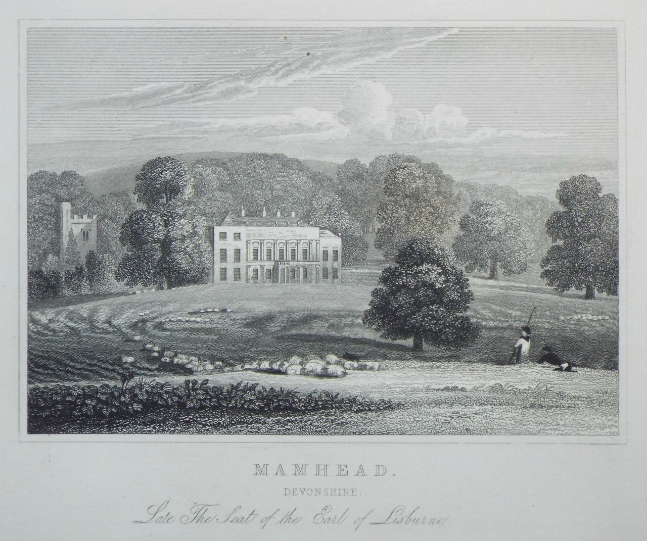 Print - Mamhead. Devonshire. Late the Seat of the Earl of Lisburne. - Allen