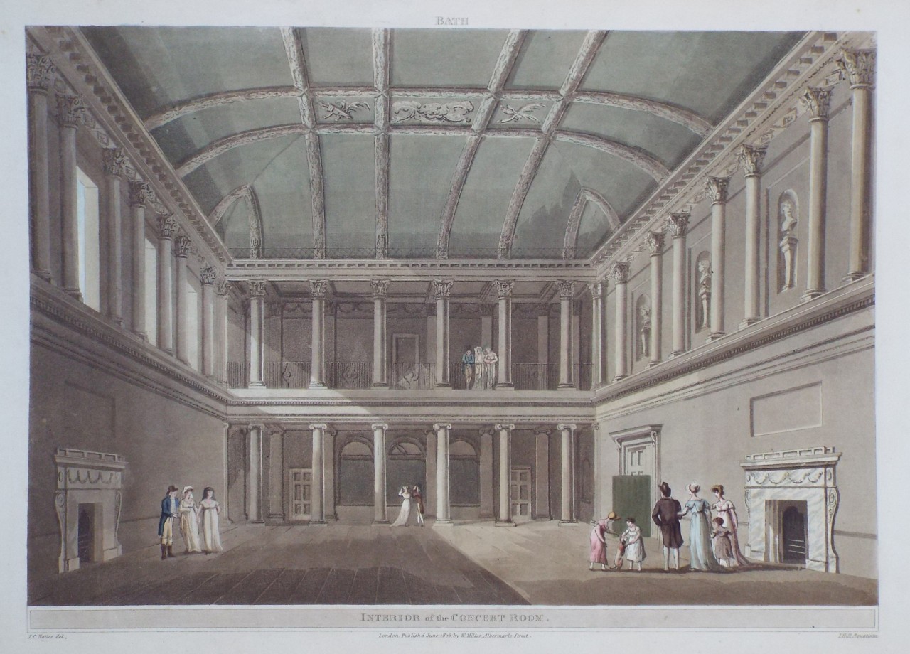 Aquatint - Bath. Interior of the Concert Room - Hill