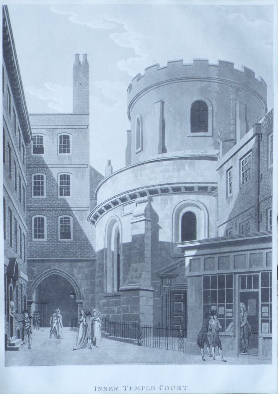 Aquatint - Inner Temple Court. - Malton