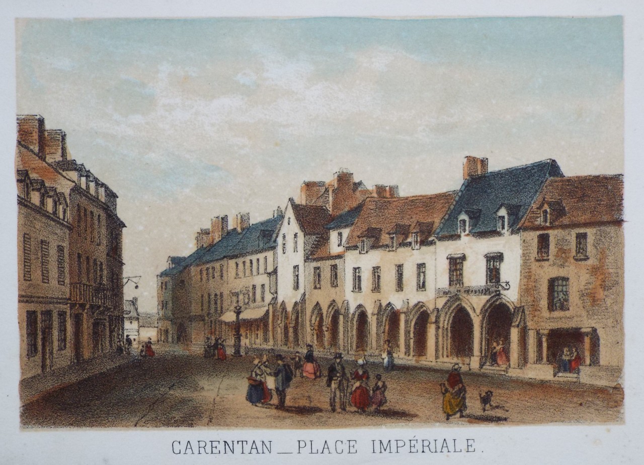 Lithograph - Carentan - Place Imperiale.