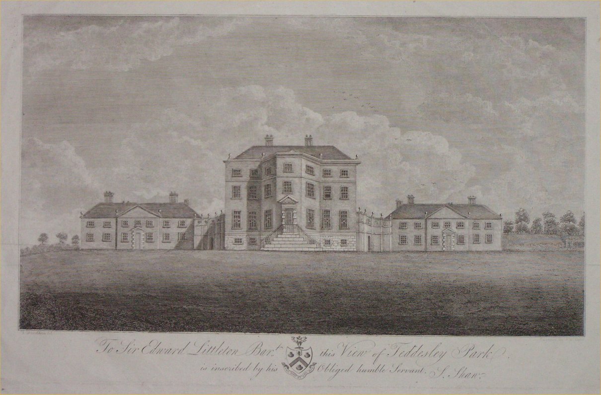 Print - To Sir Edward Littleton Bart this view of Teddesley Park is inscribed by his obliged humble servant S.Shaw - Basire